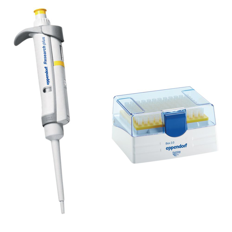 Research plus G, single-channel, variable, 20-200µL, geel, incl. epT.I.P.S. Box, Eppendorf