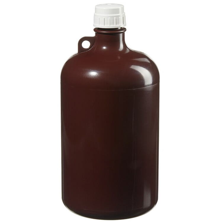 Bouteille PP ronde 8L ambre + col étroit + bouchon Nalgene