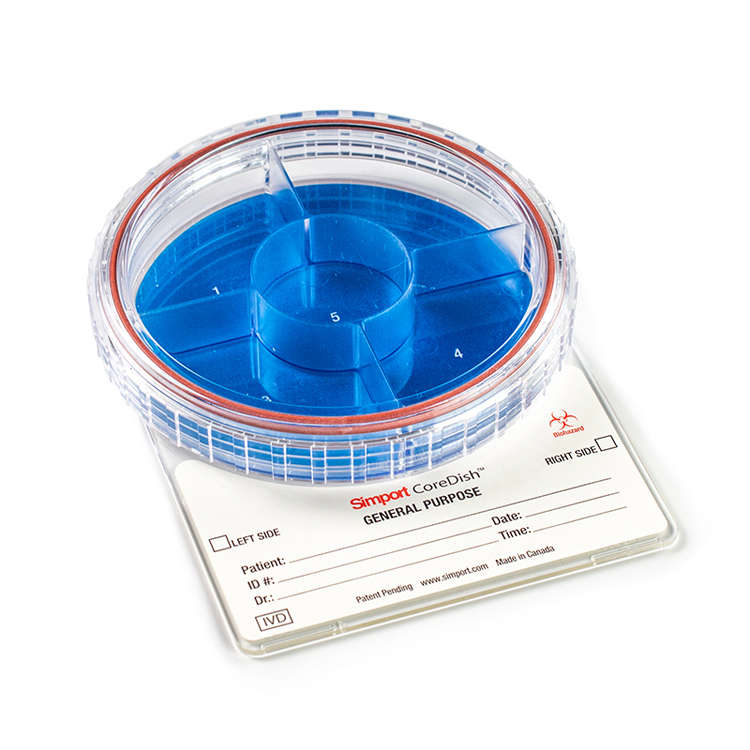 CoreDish biopsy 5 compartiment +10% formaline, Simport