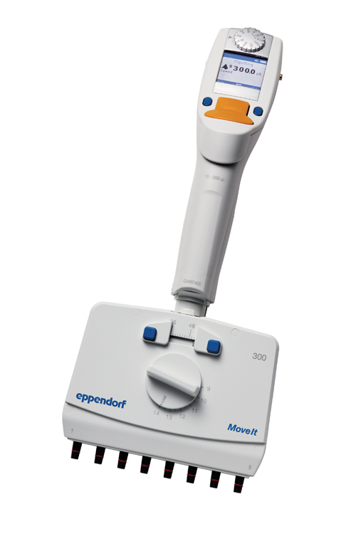 Xplorer plus Move it, 8-channel, variable, 15-300µl, orange, Eppendorf