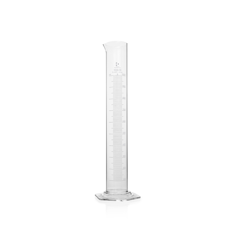 Measuring cylinder, hexagonal base with spout and graduation 1000ml Duran