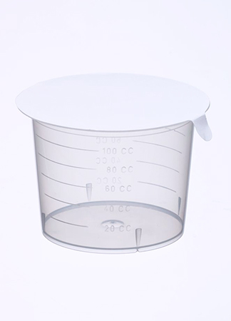 Urine cup 100ml, PP, with graduation, self-adhesive lid, Bottger