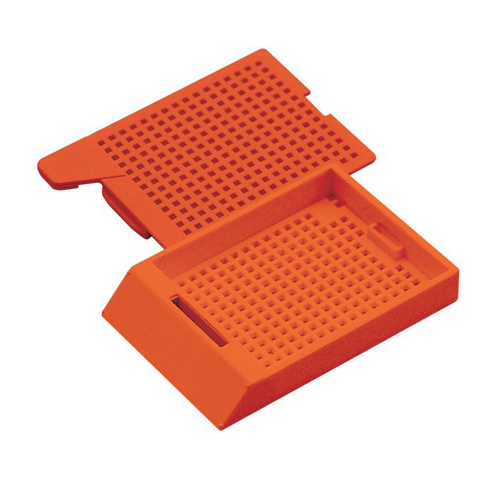 PI Biopsy cassette System II orange, orange lid, for PI printer, Cellpath