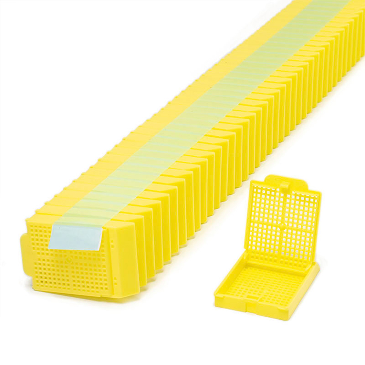 Histosette ll quickload stackable biopsy cassette +lid yellow, Simport