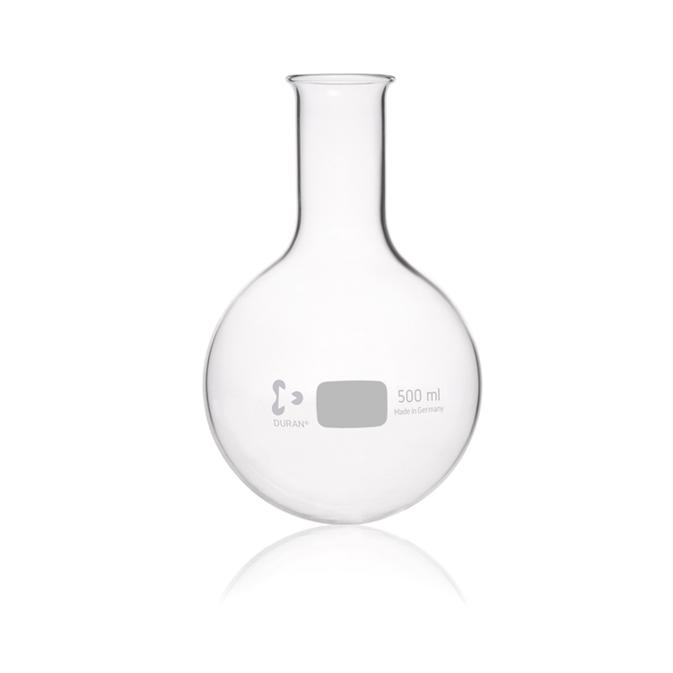 Round bottom flask, narrow neck, with beaded rim, 500ml Duran