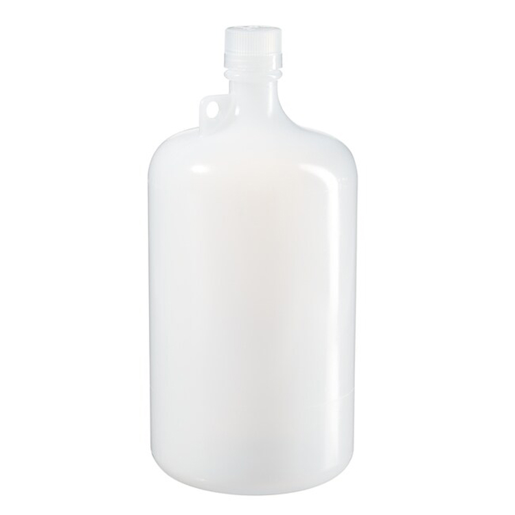 Bouteille LDPE ronde 4L naturel + col étroit + bouchon Nalgene