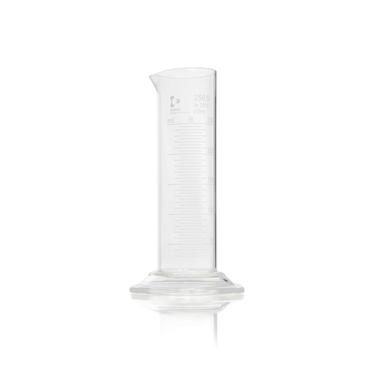 Measuring cylinder low form with spout, hexagonal base, with graduation, 250ml Duran