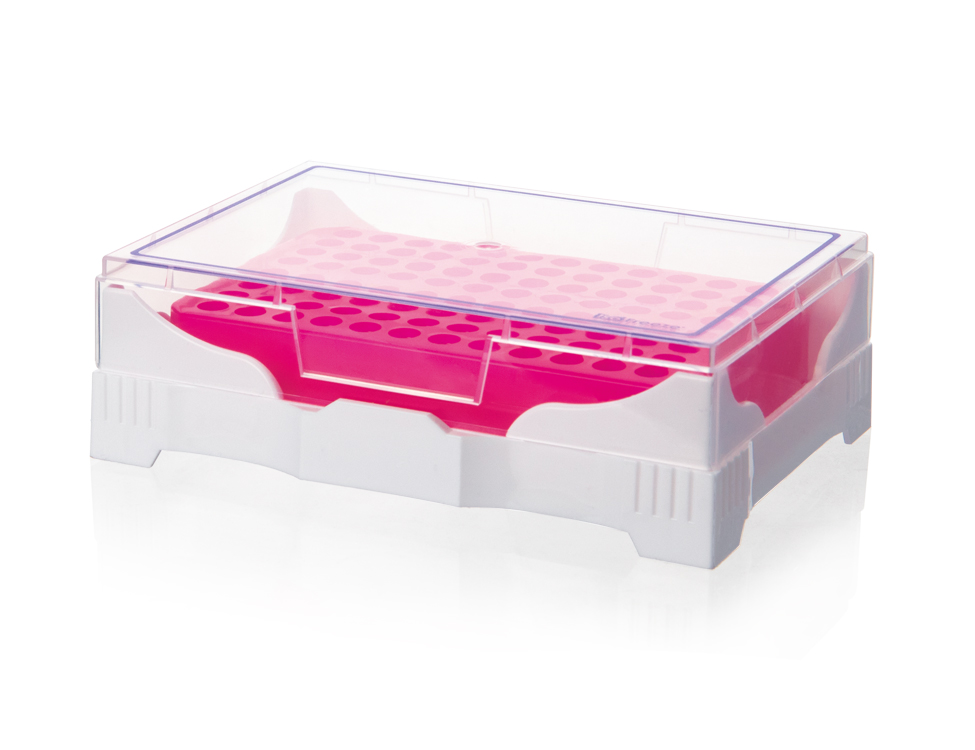 PCR mini cooler box met doorzichtig deksel, polypropyleen, voor buisjes en pcr platen, Brand