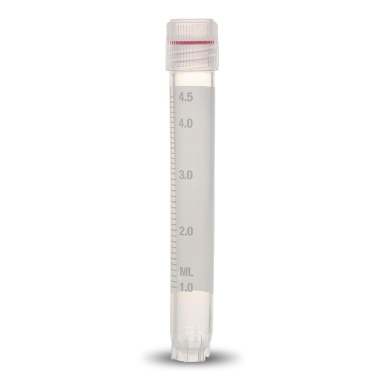 Cryovial 5ml, 12.5 x 91mm, filetage externe, joint en silicone, lip seal + jupe, Simport