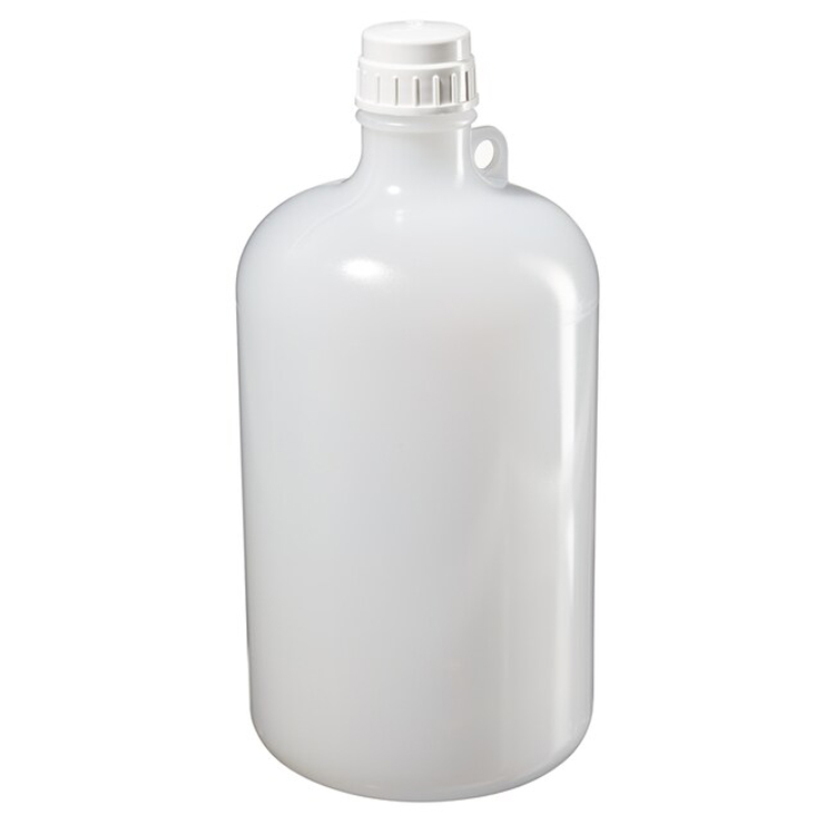 Bouteille LDPE rond 8L naturel + col étroit + bouchon Nalgene