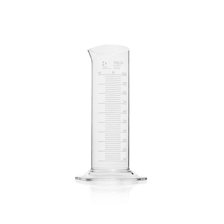 Measuring cylinder low form with spout, hexagonal base, with graduation, 1000ml Duran