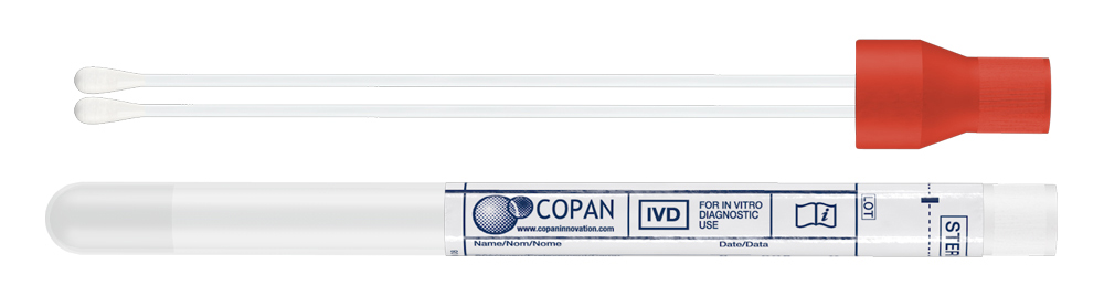 Dual swab liquid amies, red cap, Copan