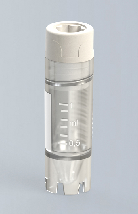 CryoGen tube 1,2ml, self-standing, internal screw cap, graduation + barcode, sterile, small packaging Biosigma