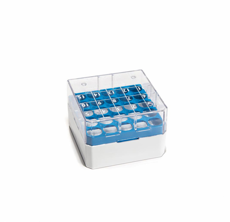 CryoGen box in pc for 25 1,2/2ml tubes, 76x76mm, light blue grid + writing area Biosigma