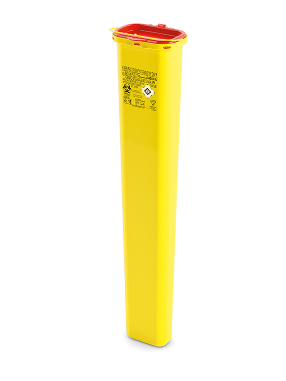 Sharps Container Magnum Line, elongated, yellow/red, 8,4 liter,  17,2 x 12 x 85cm height, AP Medical