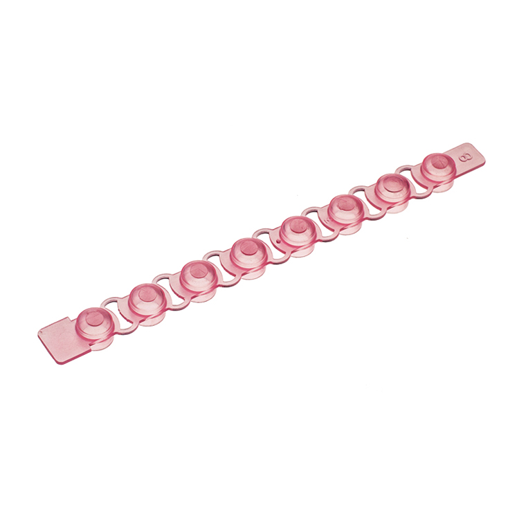 Strip de 8 caps bombés pour microtubes rouge PCR, Simport