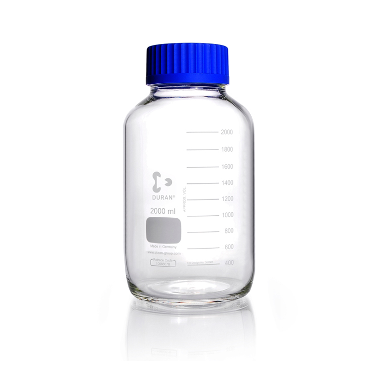 Laboratory bottle 2000ml wide mouth + GLS 80 tread + screw cap Duran