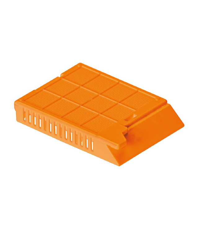 SuperFlo micro biopsie routine cassette, 1 compartiment met deksel oranje, voor cassette printer, Simport