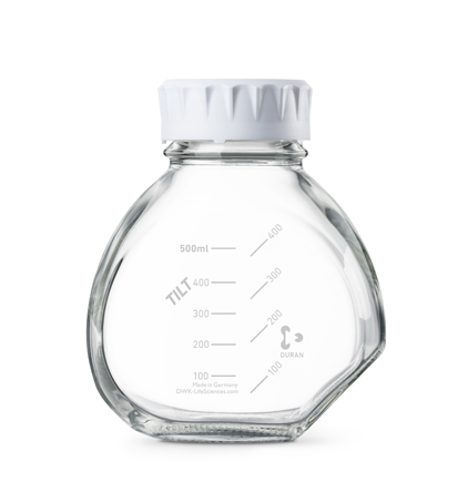 Duran TILT bottle 500ml, GL56, graduated with white screwcap in plp