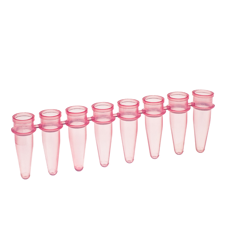 Strip van 8 microbuisjes 0.2ml rood PCR, simport