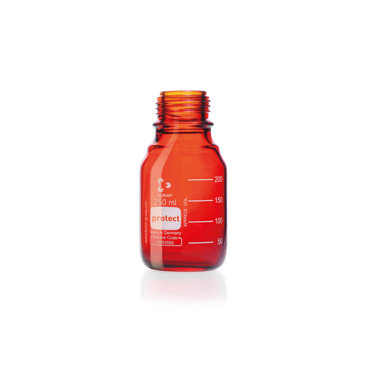 Flacon Duran rond 250ml brun gradué