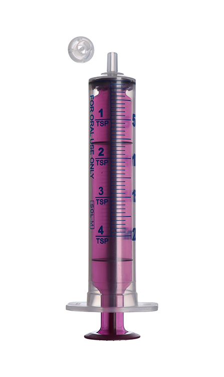 Sol-M orale syringe 20ml, with purple plunger and tip cap, Sol Millennium