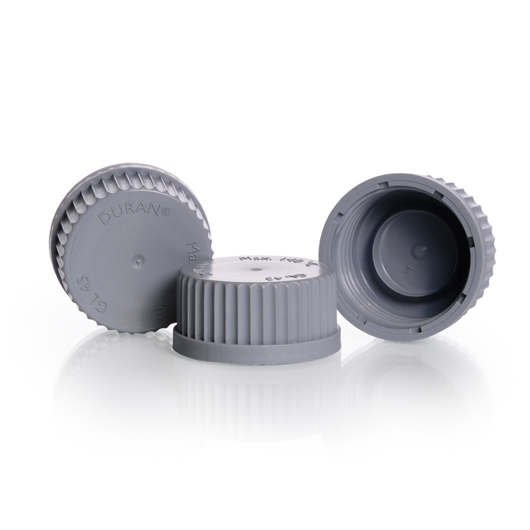 Standard screw cap in PP with lip seal, GL 45, grey, Duran