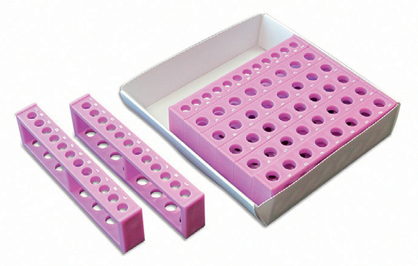 Trackrack micro purple for 64x1,5ml of 96x0,2ml tubes, reversible, in plp box with lid, Heathrow