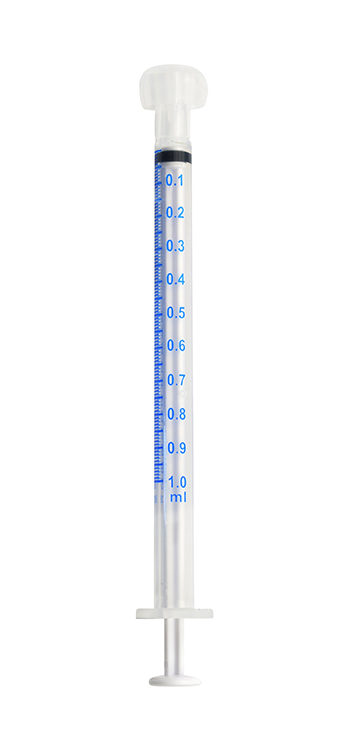 Sol-M orale syringe 1ml, with clear plunger and tip cap, Sol Millennium