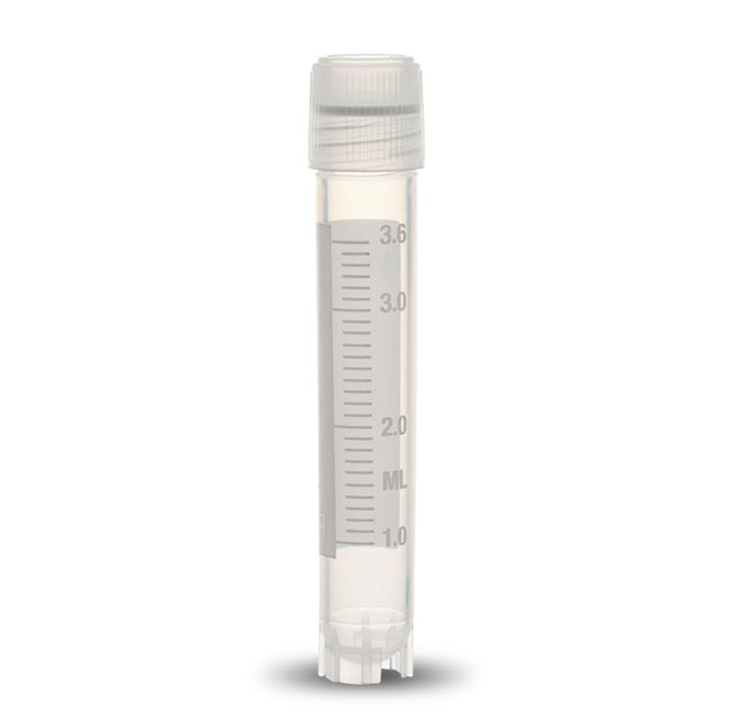 Cryovial 4ml, 12.5 x 77mm, filetage externe, joint en silicone + jupe, Simport