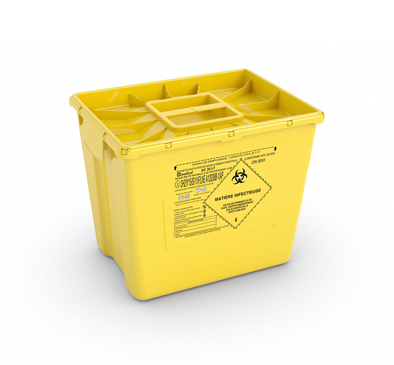 Waste container Evo30 mono, jaune, 30L, 40x30xH33cm, couvercle simple, AP Medical