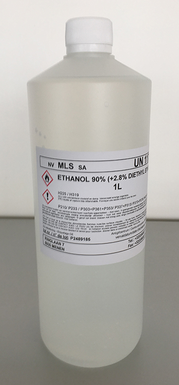 1L Ethanol 90%, with 2.8% Diethyether, with plastic recipient