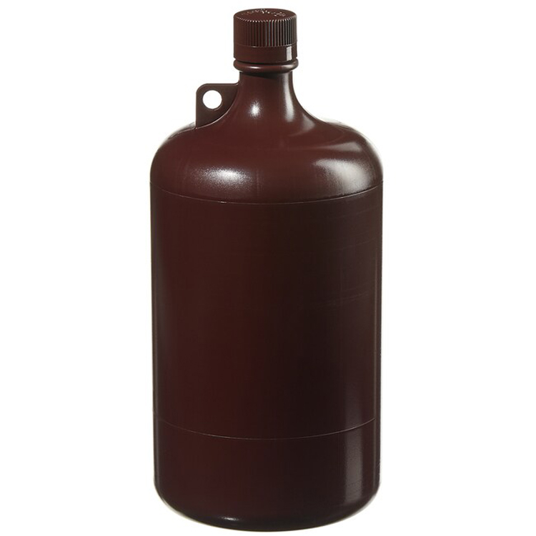 Bouteille PP ronde 4L ambre + col étroit  + bouchon Nalgene