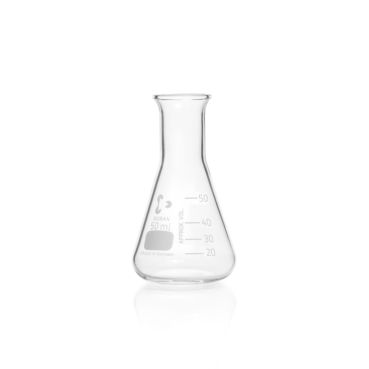 Erlenmeyer narrow neck with graduation 50ml Duran