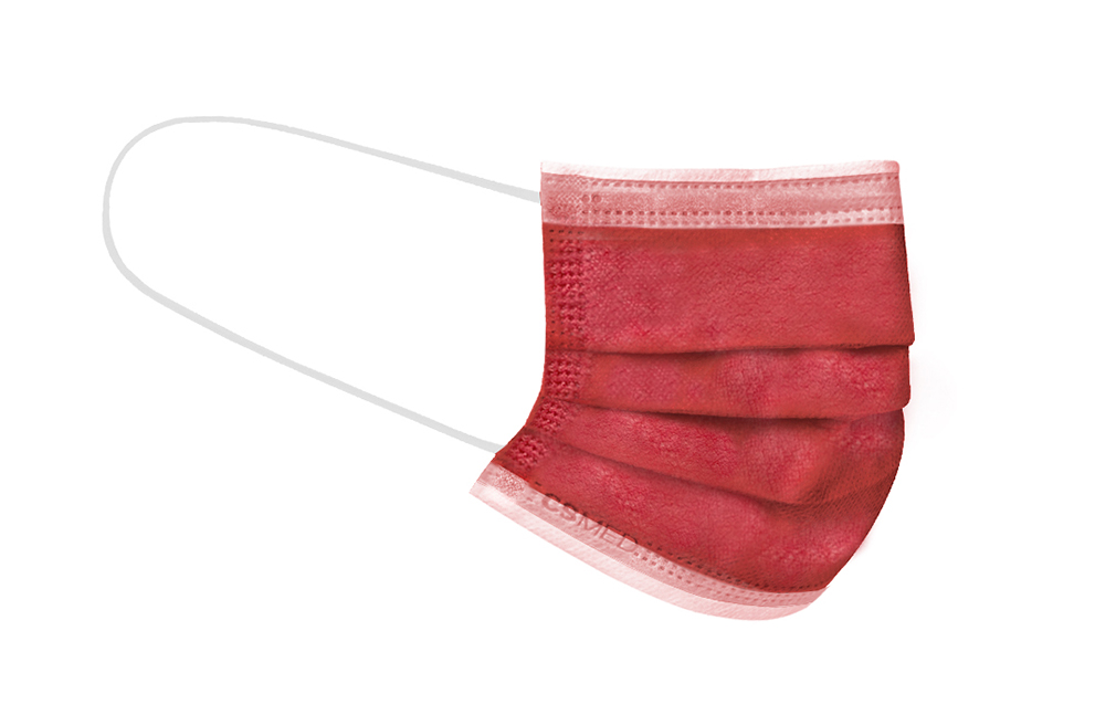 Mouth mask for kinderen, with elastics, Red type IIR, CE, individually packed in blister