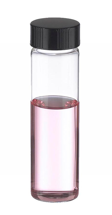 Vial 40ml, helder glas, 24-400 zwarte schroefdop met rubberinlage, 98mm hoog, Wheaton