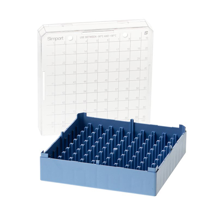 Storage box voor 100 buizen 1-2ml blauw, Simport