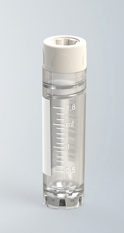 2D CryoGen tube 2ml, avec jupe, bouchon à vis interne et code à barres, stérile Biosigma