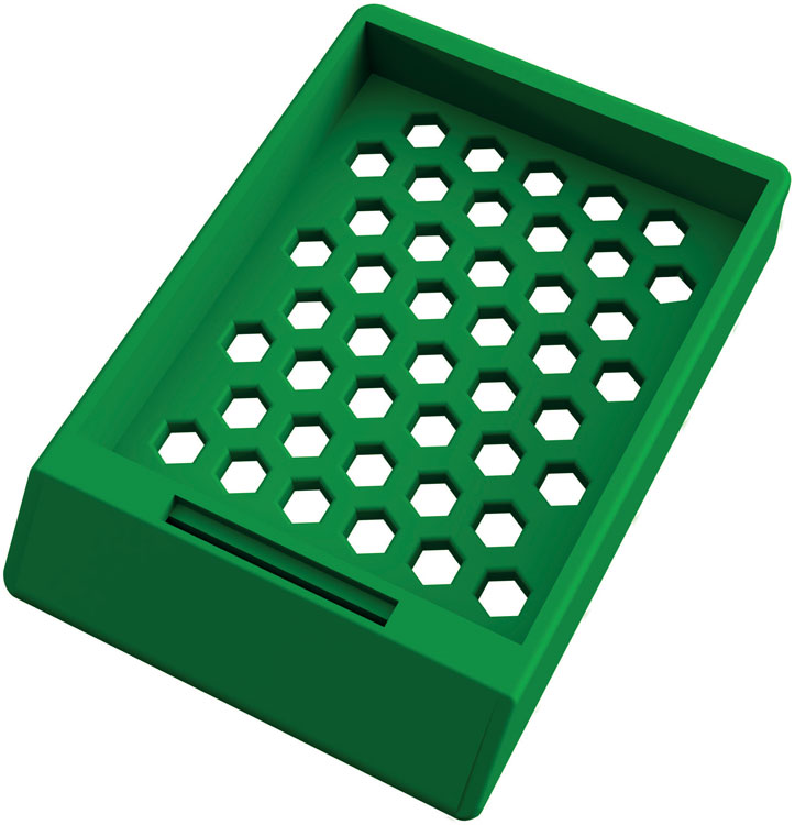 Cassette System II Hex, without lid, preloaded/stacked, dark green, Cellpath