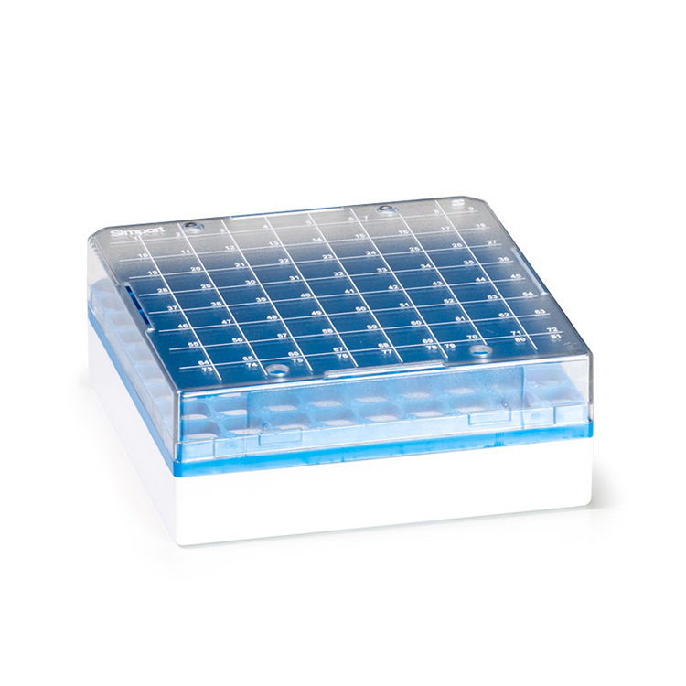 Cryo box 81 places, 133x133x52mm bleu, Simport