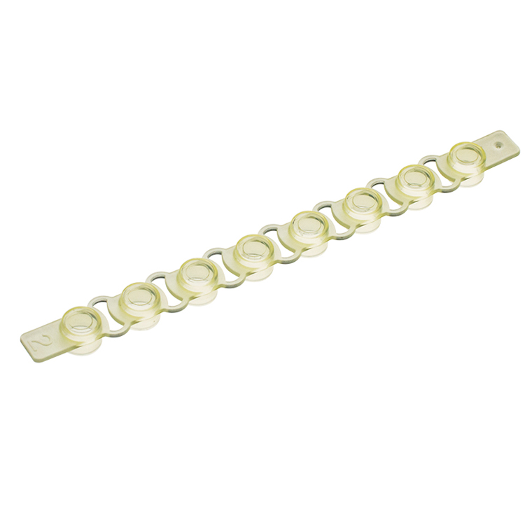 PCR strip of 8 flat caps for microtubes yellow PCR, Simport