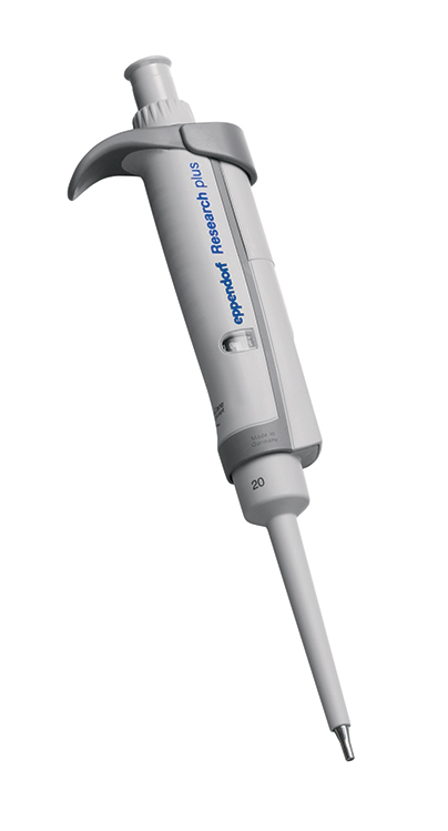 Research plus G, single-channel, fixed, 20µL, licht grijs, Eppendorf