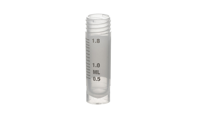 Sample tube 2ml, PP, flat bottom, graduation and white marking area, without cap, Simport