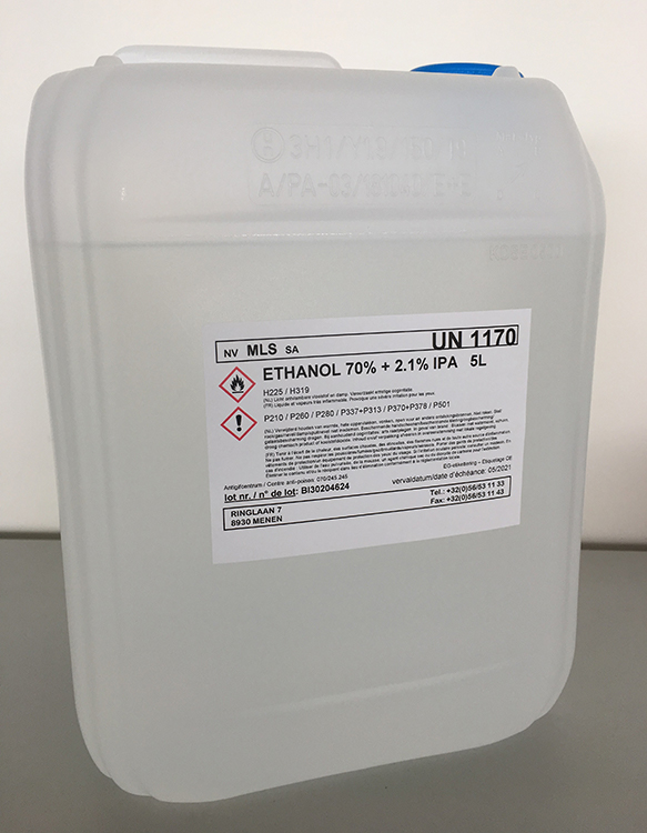 5L Ethanol 70% , 2,1% Isopropanol, recipient en plastique