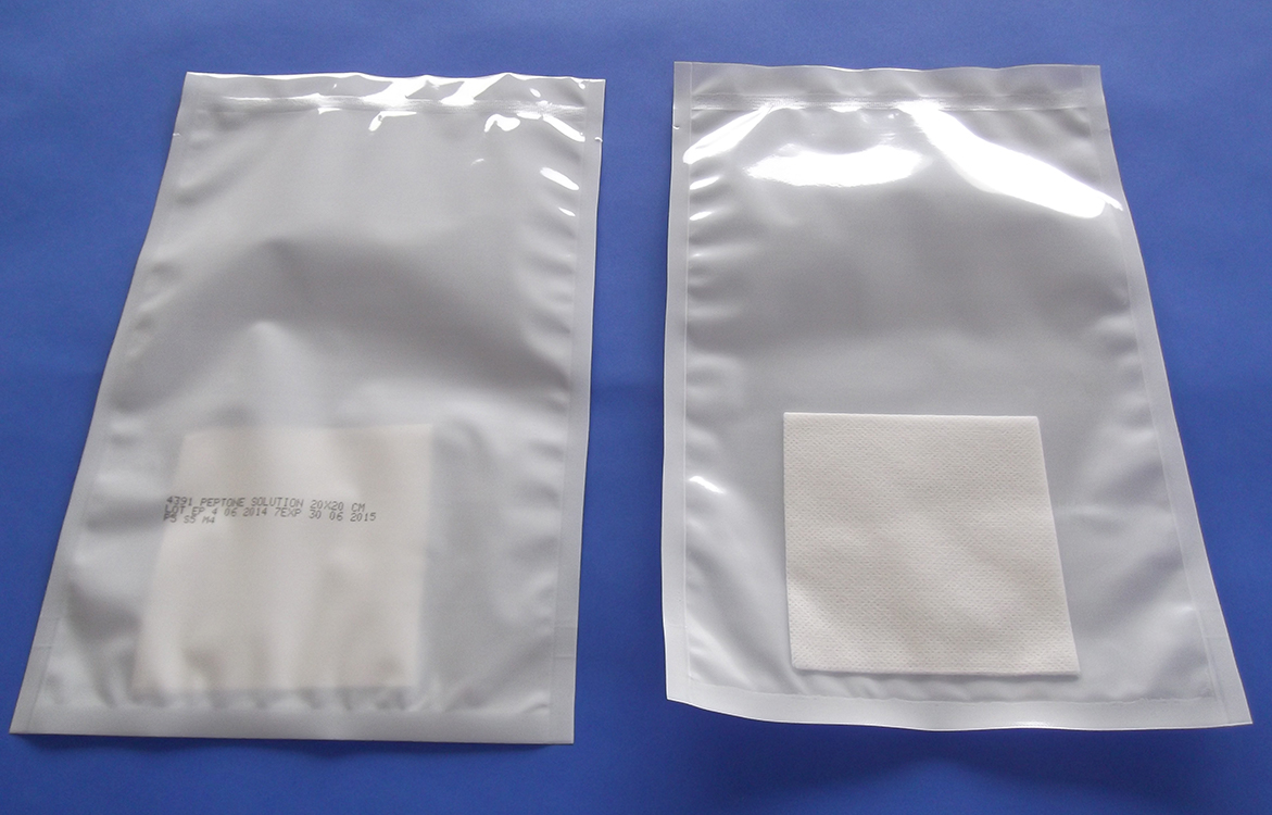 Chiffon 20x20cm with 6ml of peptone, in stomacherbag, sterile Sodibox