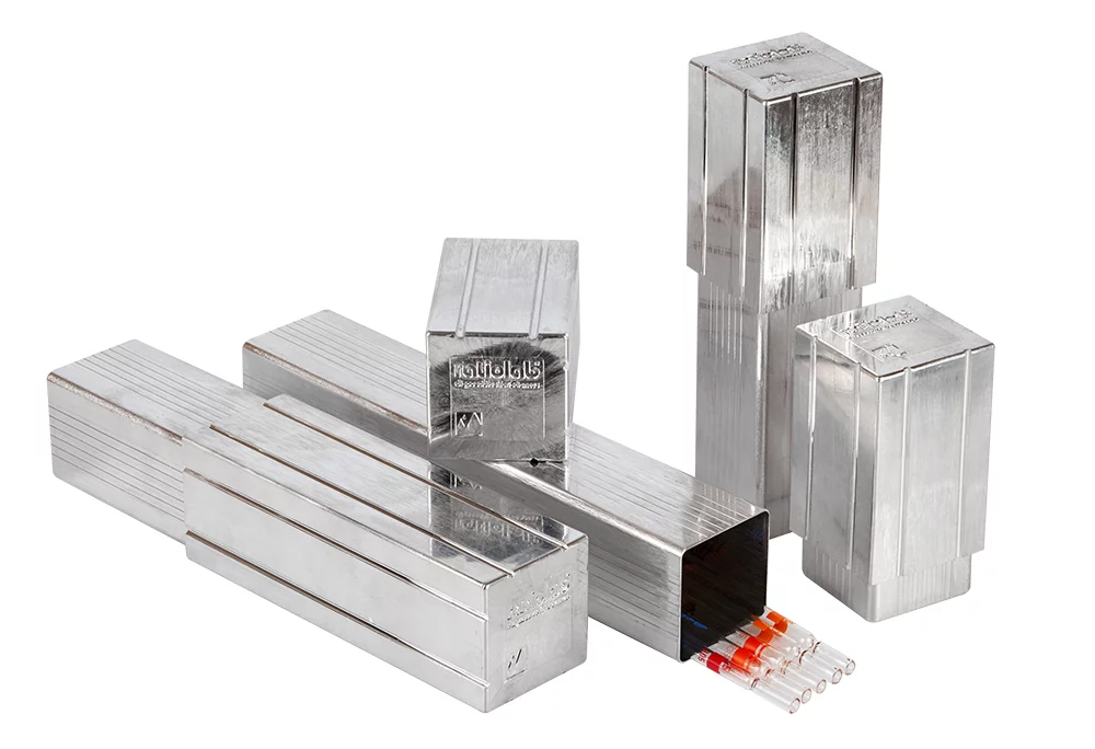 Sterilising pipet box, aluminium, length 235 to 305mm, with silicon bottom layer, Ratiolab