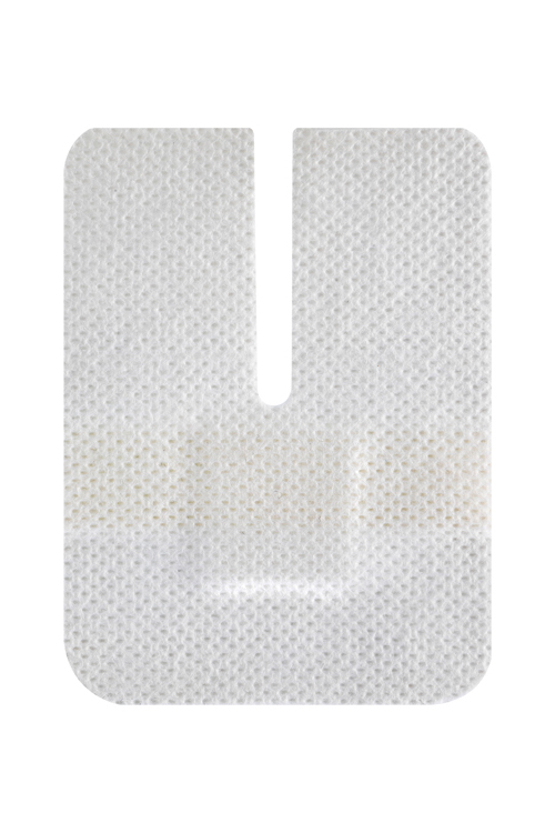 Dressing for IV catheter, 6 x 8 cm, U-shape, non woven, peal-off back, Sol Millennium