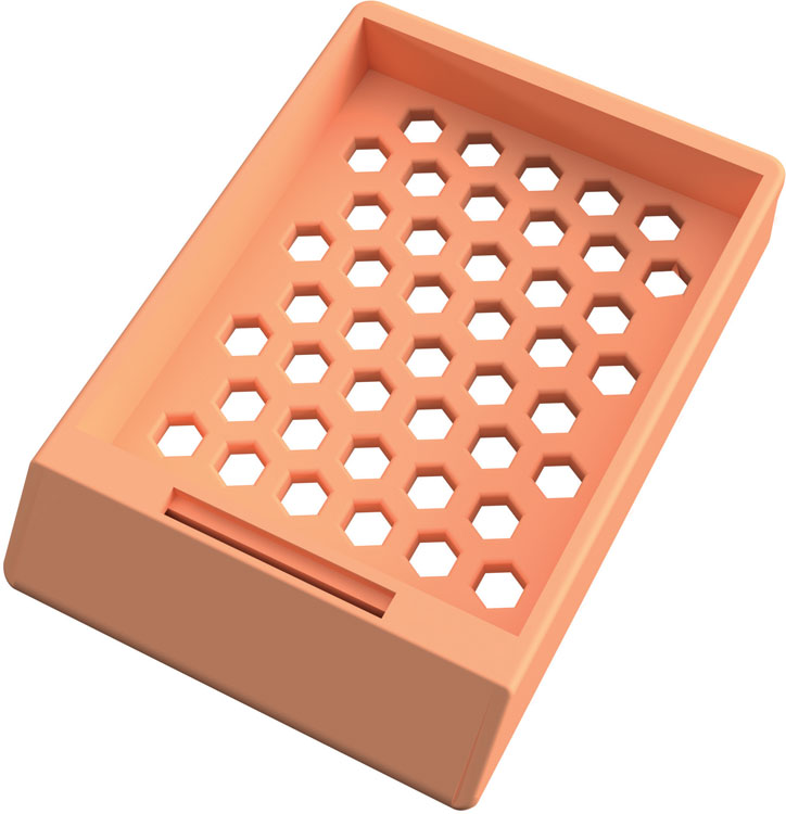 Laser Hex System II cassette no lid, peach, stacked per 40pcs, Cellpath