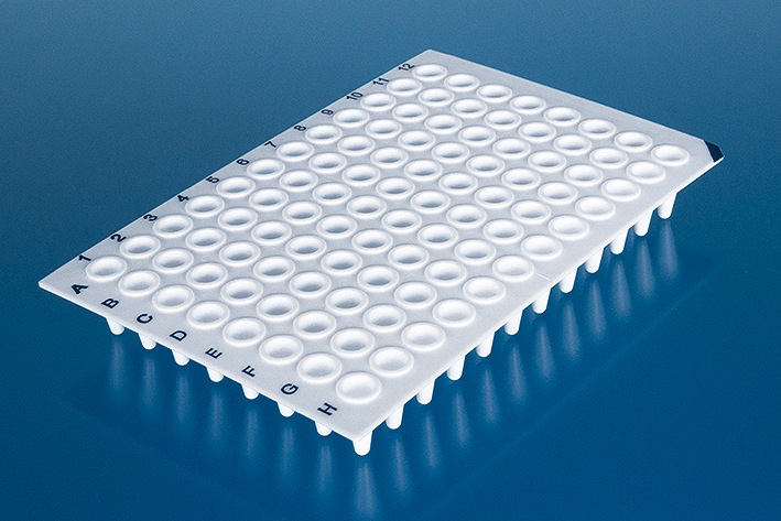 PCR plaque, 96-well, sans jupe, blanc, low-profile, sans DNase-/RNase, Brand