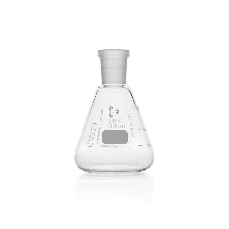 Erlenmeyer 100ml, met geslepen hals, NS 19/26, Duran